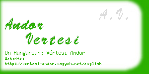 andor vertesi business card